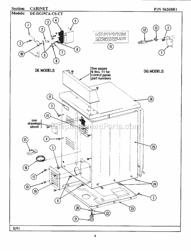 Maytag GDE19CT Manual, (Dryer Ele) Cabinet - Rear Diagram