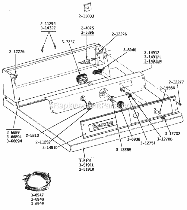 Maytag GDE24CM Maytag Laundry (Dryer Ele) Front View Diagram