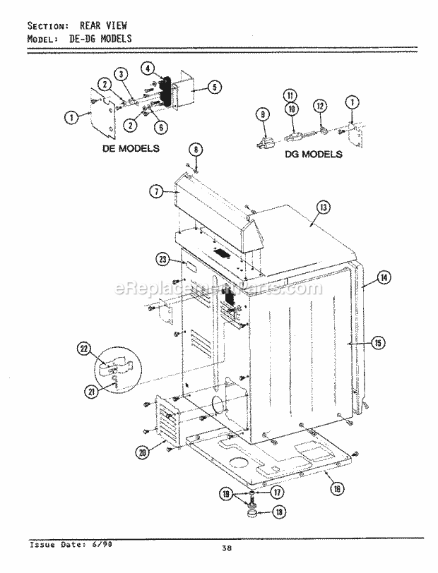 Maytag GDE7600 Residential Maytag Laundry Rear View Diagram