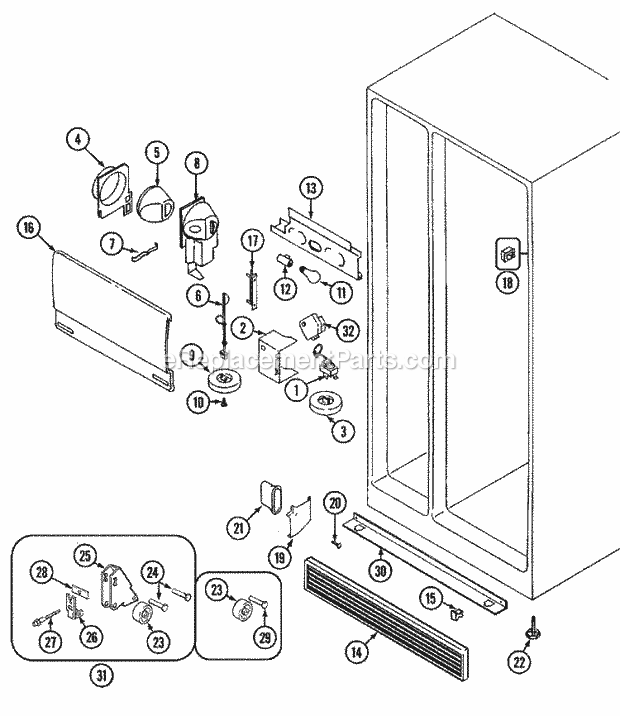 Maytag GS22Y8V Side-By-Side Refrigerator Fresh Food Compartment Diagram