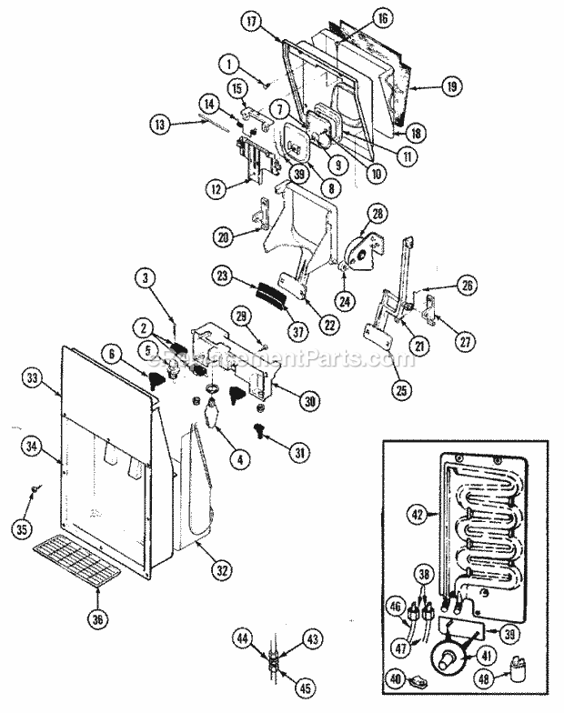 Maytag GS24X8DV (DR83A) Side-By-Side Brands Refrigeration Ice & Water Dispenser Diagram