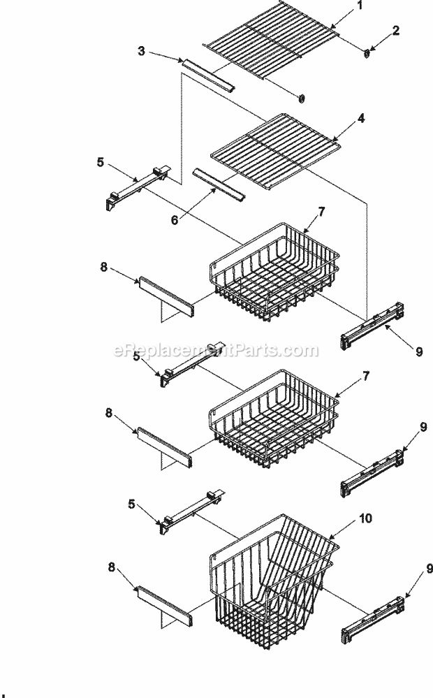 Maytag GS2625GEKB Side-By-Side International Refrigeration Freezer Shelves Diagram