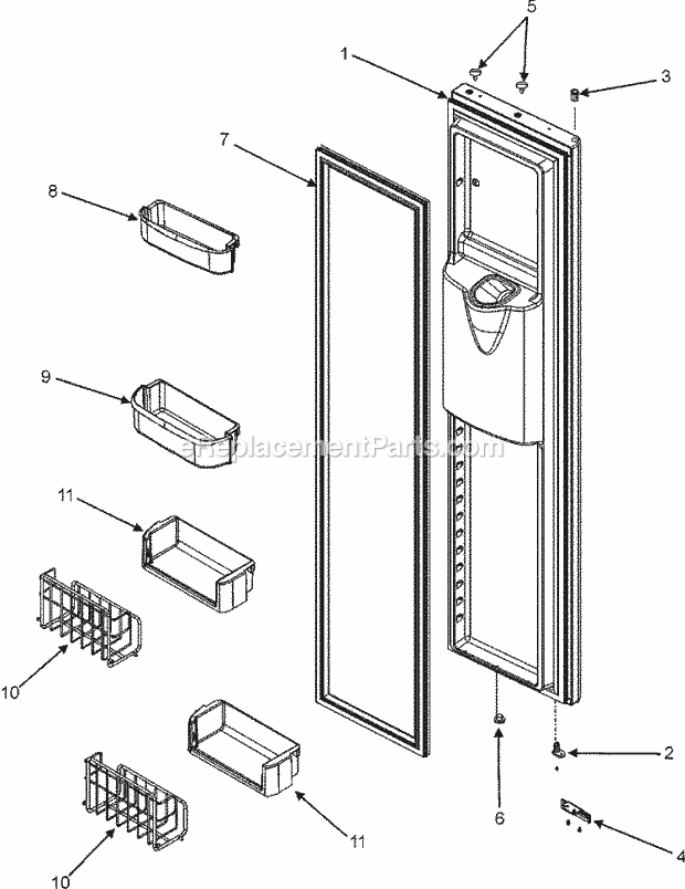 Maytag GSD2657HEB Side-By-Side International Refrigeration Freezer Door Diagram