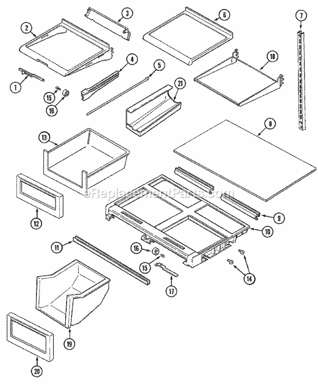 Maytag GT2427PEGW Top Freezer Refrigerator Shelves & Accessories Diagram