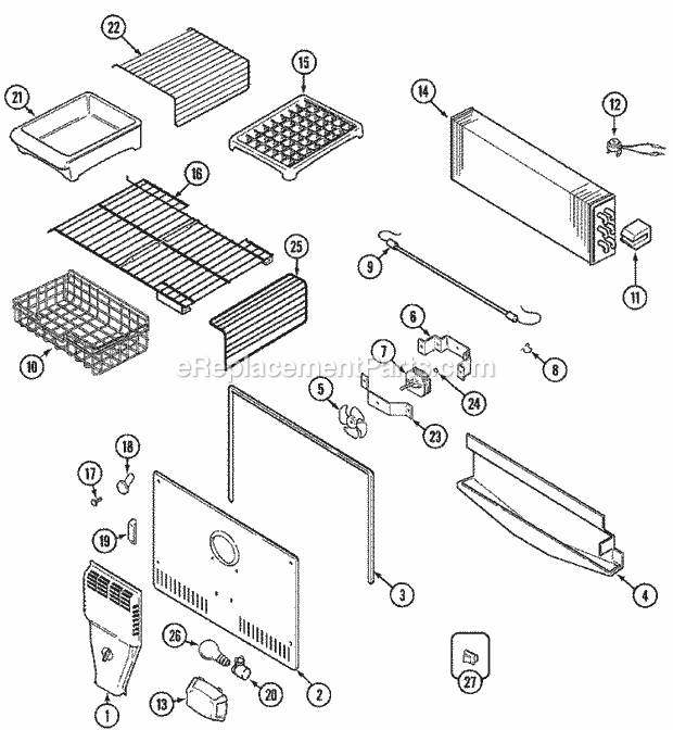 Maytag GT2427PEGW Top Freezer Refrigerator Freezer Compartment Diagram