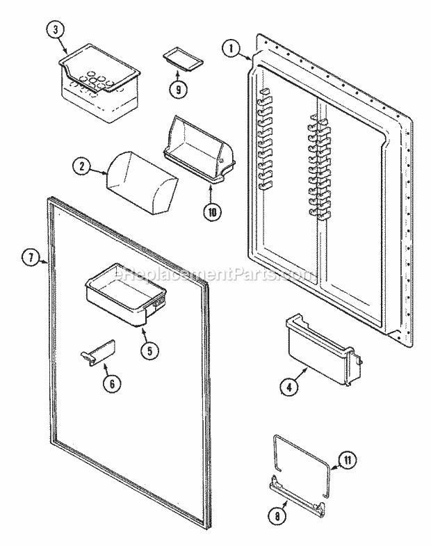 Maytag GT2427PEGW Top Freezer Refrigerator Fresh Food Inner Door Diagram