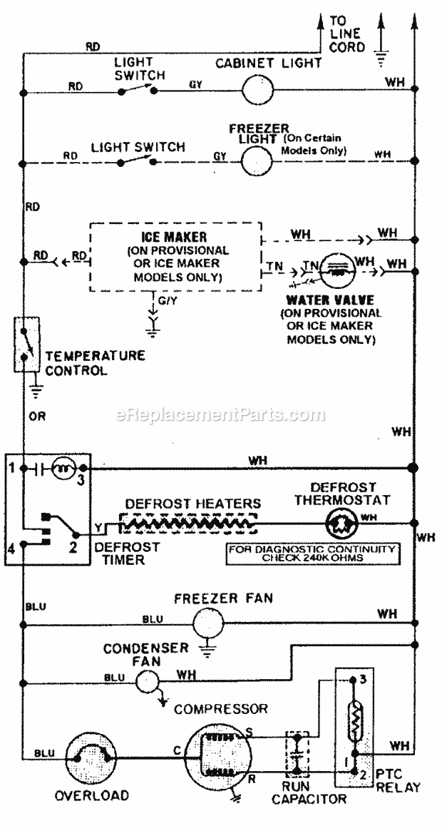 Maytag GT2427PVCW Top Freezer Brands Refrigeration Wiring Information Diagram