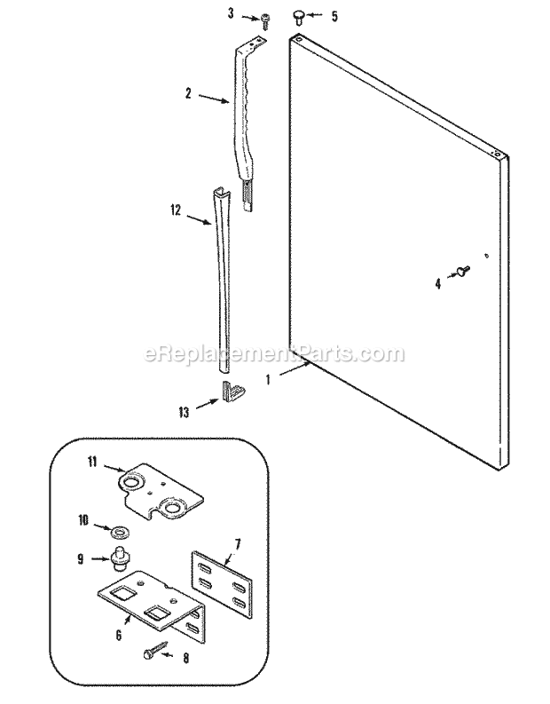 Maytag GT2428PEFW Top Freezer Brands Refrigeration Fresh Food Outer Door (Rev 16) Diagram