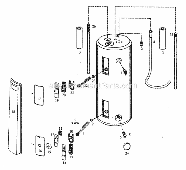 Maytag HE21250SCSA Electric Electric Water Heater Body Diagram