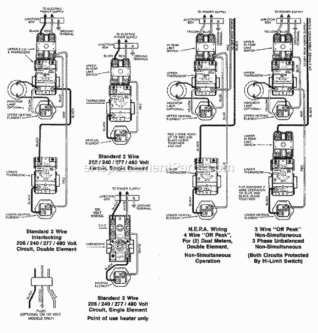 Maytag HE2840L960 Electric Water Heater Wiring Information Diagram