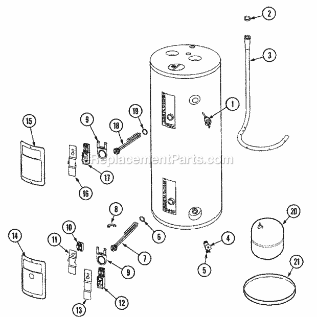 Maytag HE2850T981CSA Electric Electric Water Heater Body Diagram