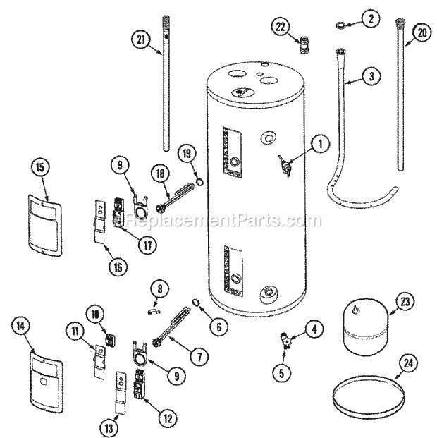 Maytag HE2930TCSA Electric Electric Water Heater Body Diagram