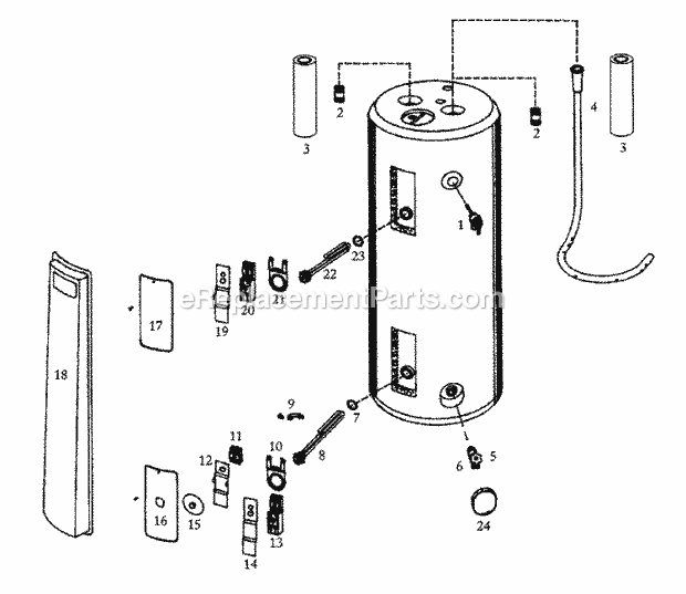 Maytag HE2X30T961CSA Electric Electric Water Heater Body Diagram