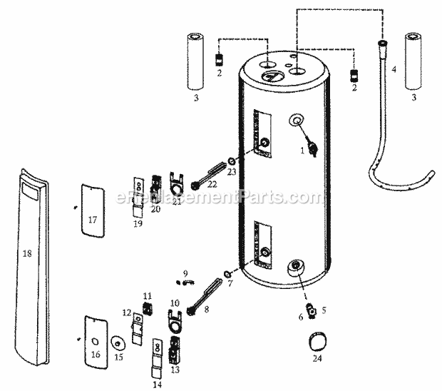 Maytag HE2X50T961CSA Electric Electric Water Heater Body Diagram
