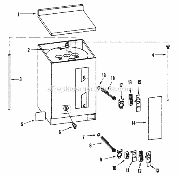Maytag HJ6402JT4W Electric Water Heater Body Diagram