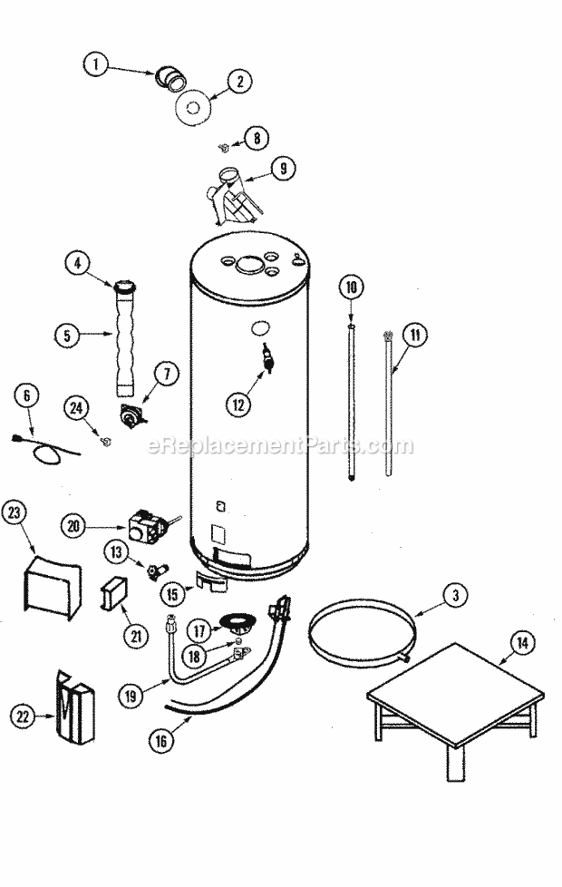 Maytag HJ640NOVET Gas Water Heater, Gas Body Diagram