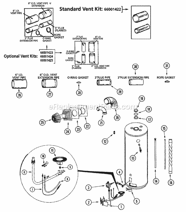 Maytag HJ650NBDSCGA Gas Maytag Water Heater Body Diagram