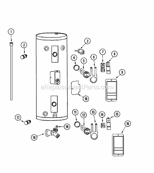 Maytag HM3302HMSE3 Electric Electric Water Heater Body Diagram