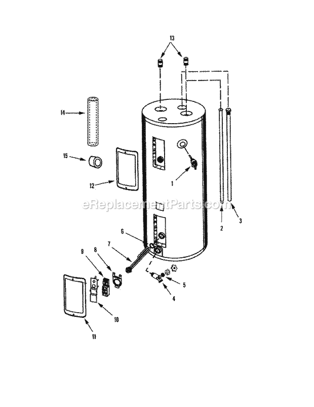 Maytag HR6120SJRT Electric Maytag Performa Water Heater Body Diagram