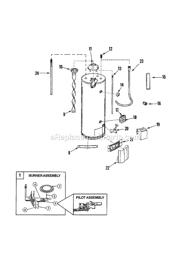 Maytag HR630YORT Gas Performa Gas Water Heater Body Diagram