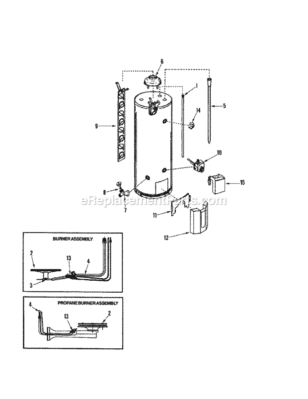 Maytag HR675XRRS Gas Maytag Gas Water Heater Body Diagram