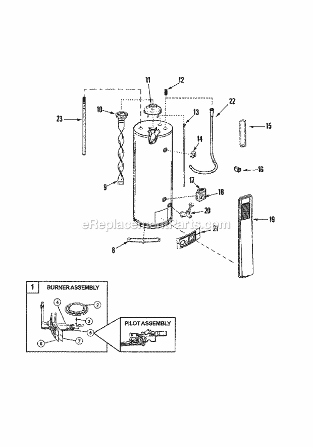 Maytag HRP41250X Gas Maytag Gas Water Heater Body Diagram