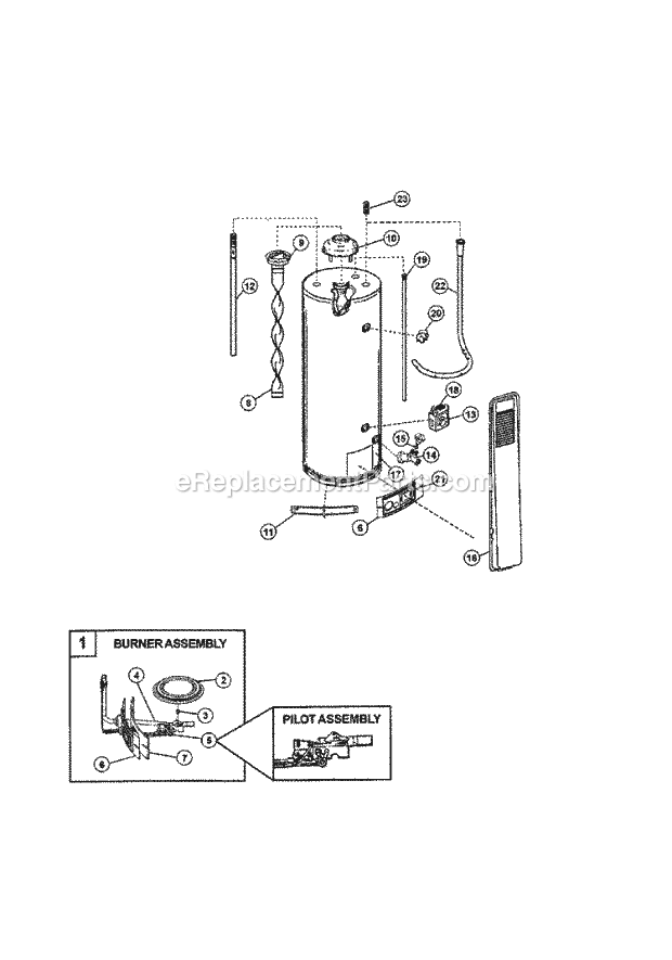 Maytag HVP51250X Gas Maytag Gas Water Heater Body Diagram