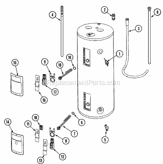 Maytag HX402ERSCSA Electric Water Heater Body Diagram