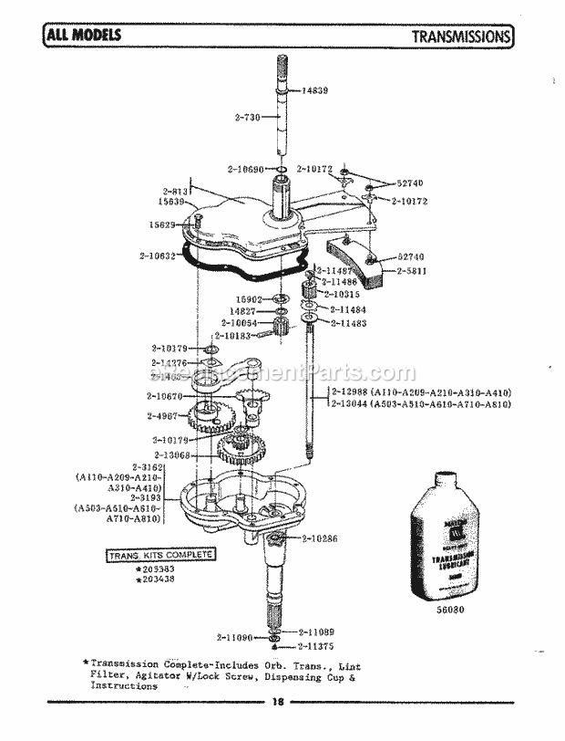 Maytag LA110 Washer-Top Loading Transmissions Diagram