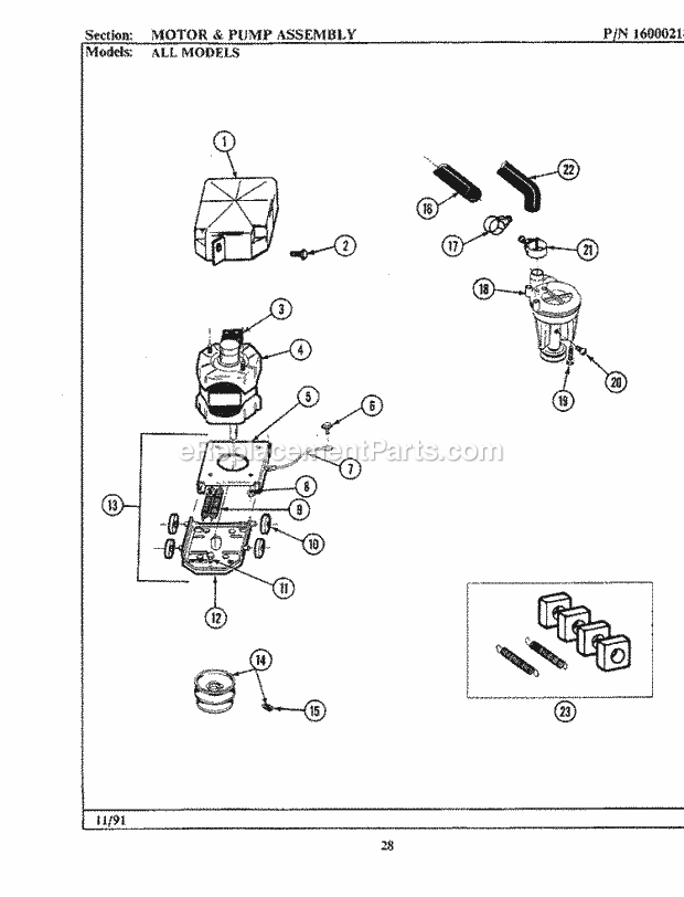 Maytag LA211 Washer-Top Loading Motor & Pump Assembly Diagram