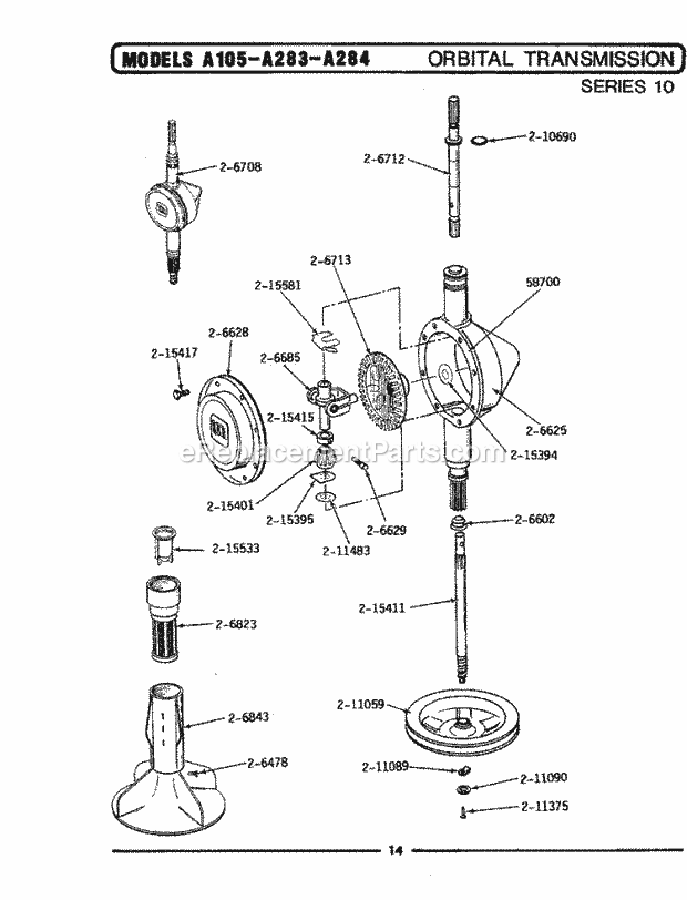 Maytag LA283 Washer-Top Loading Orbital Transmission (Series 10) Diagram