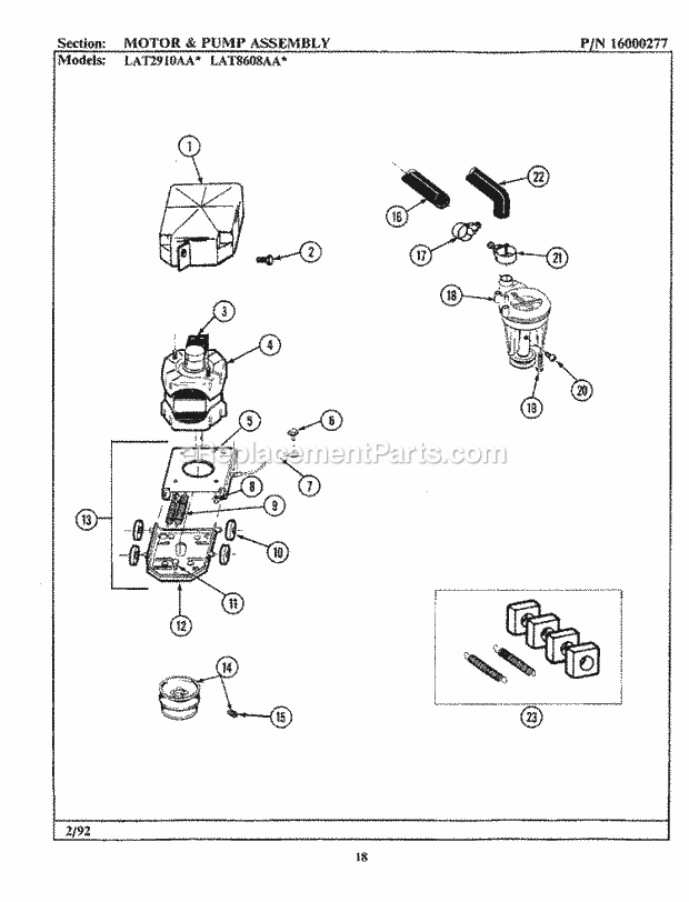 Maytag LAT2910AAW Residential Maytag Laundry Motor & Pump Assembly Diagram