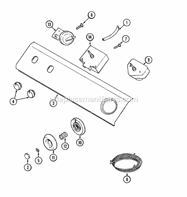 Maytag LAT2916AAE Residential Maytag Laundry Control Panel Diagram