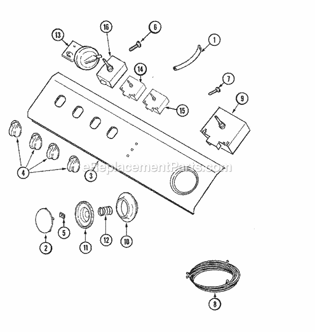 Maytag LAT3500AAE Residential Maytag Laundry Control Panel Diagram