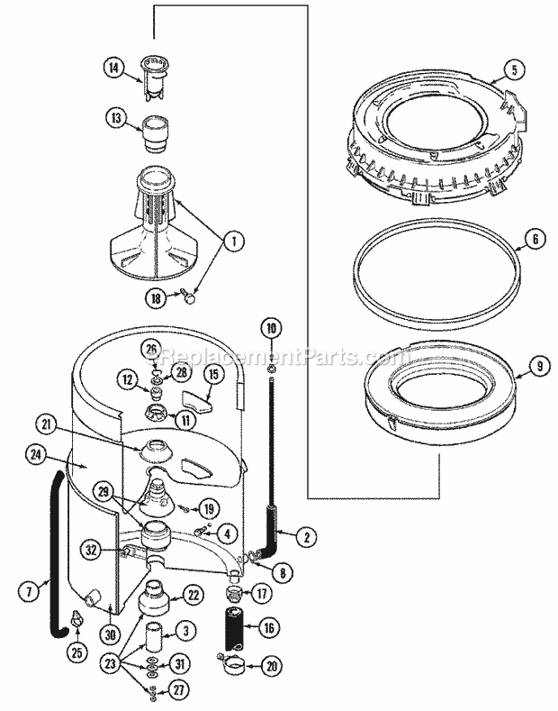 Maytag LAT4915AAM Residential Maytag Laundry Tub Diagram