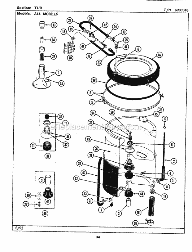 Maytag LAT5000AAW Residential Maytag Laundry Tub Diagram