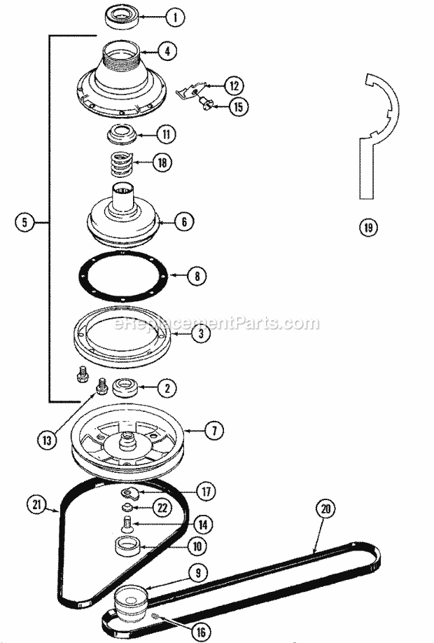 Maytag LAT5004AAW Residential Maytag Laundry Clutch, Brake & Belts Diagram