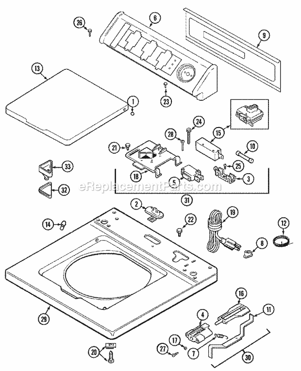 Maytag LAT5916AAM Residential Maytag Laundry Top Diagram