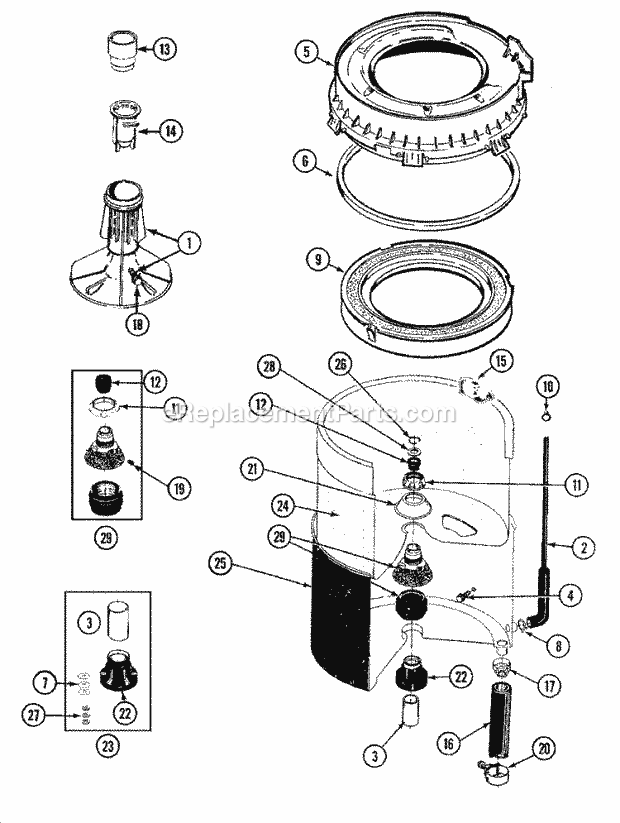 Maytag LAT7314AAM Washer-Top Loading Tub Diagram