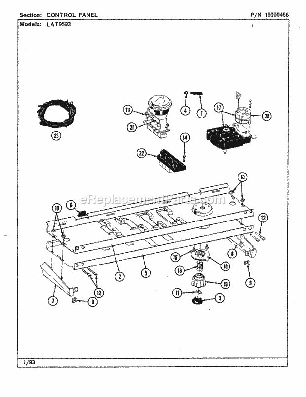 Maytag LAT7793ABL Washer-Top Loading Control Panel Diagram