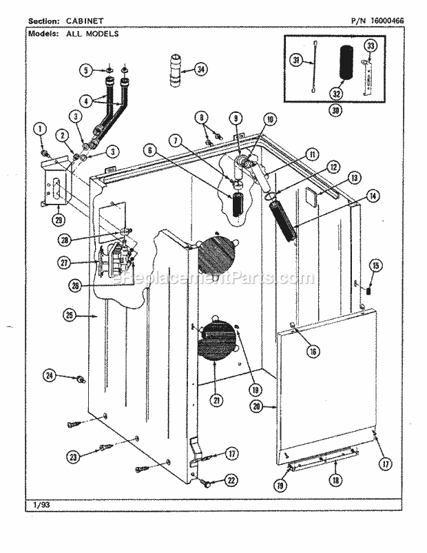 Maytag LAT7793ABW Washer-Top Loading Cabinet Diagram