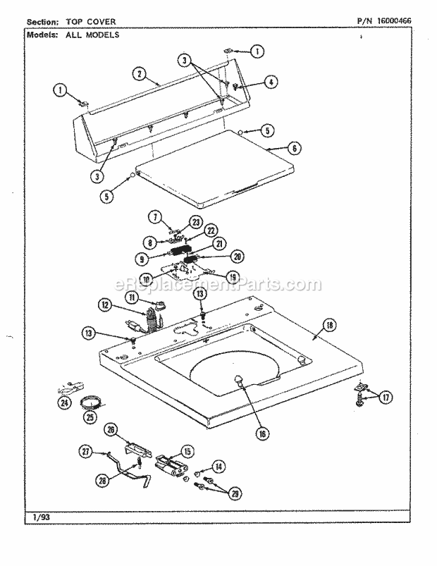 Maytag LAT7793ABW Washer-Top Loading Top Cover Diagram