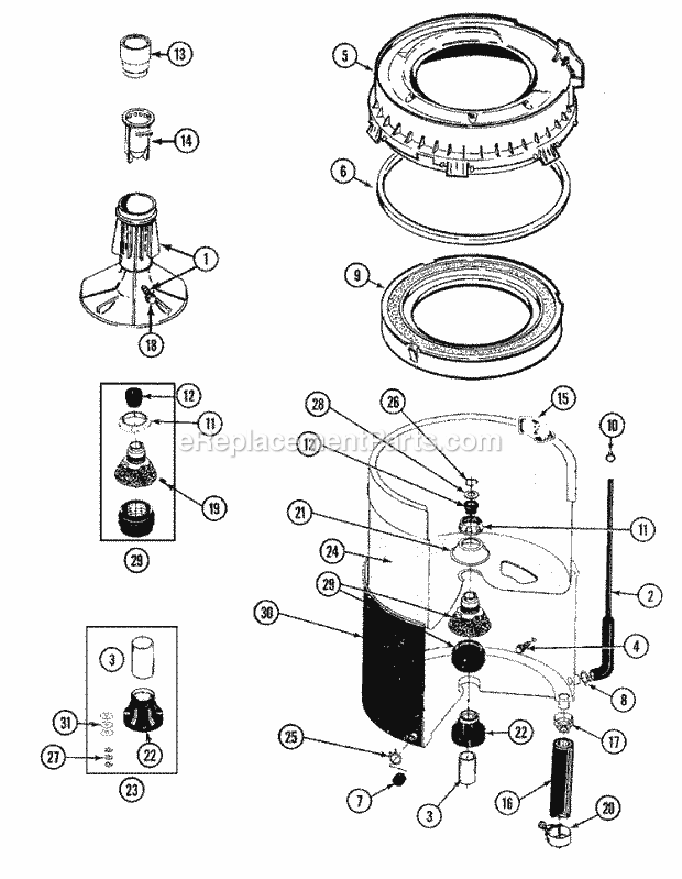 Maytag LAT8035AAE Residential Maytag Laundry Tub Diagram