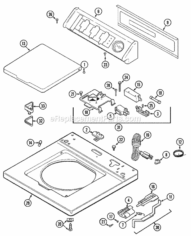 Maytag LAT8106ABE Residential Maytag Laundry Top Diagram