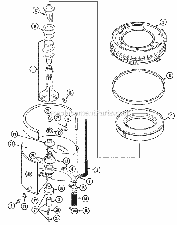 Maytag LAT9206BBM Residential Maytag Laundry Tub Diagram