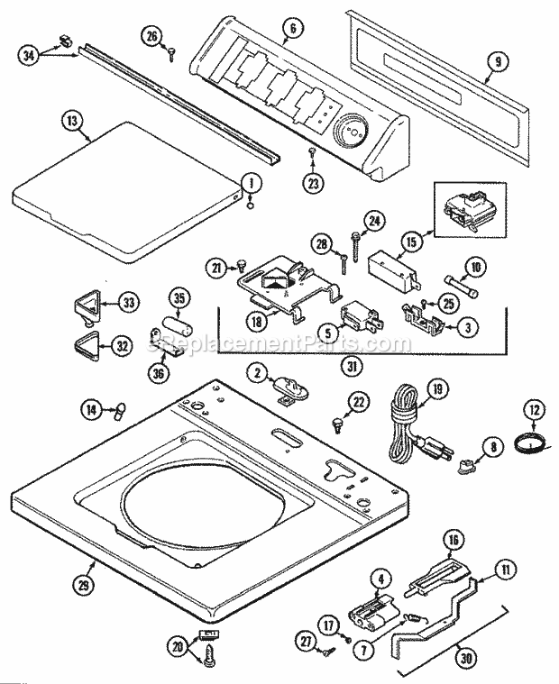 Maytag LAT9306AGE Residential Maytag Laundry Top Diagram