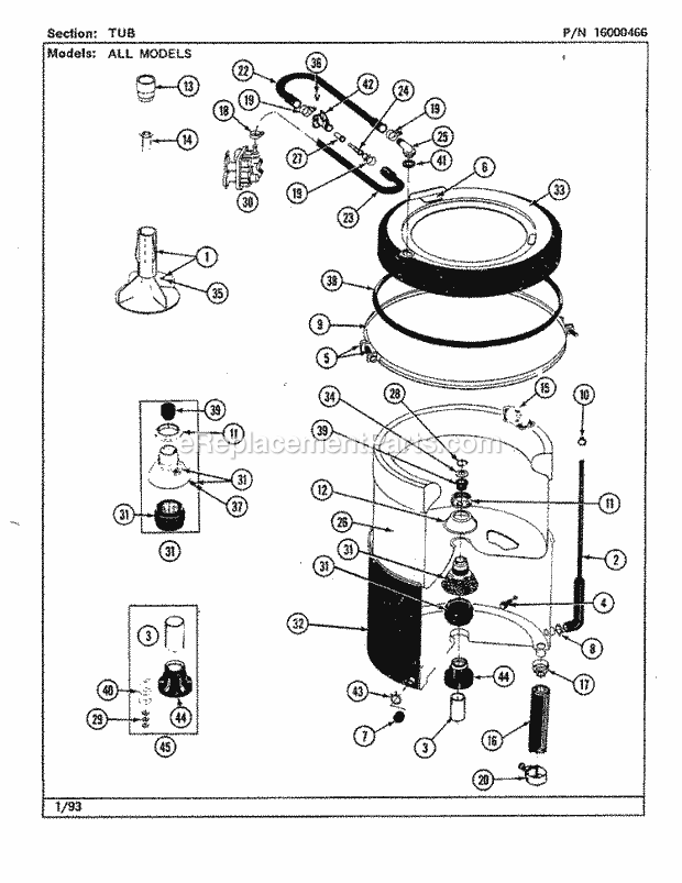 Maytag LAT9593AAW Residential Maytag Laundry Tub Diagram