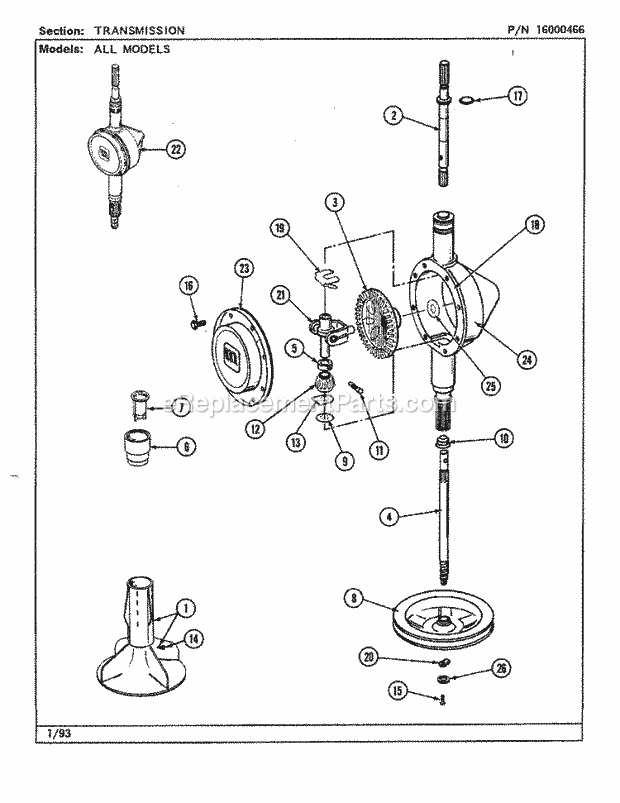 Maytag LAT9593ABW Residential Maytag Laundry Transmission Diagram