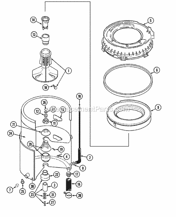 Maytag LAT9604AAE Residential Maytag Laundry Tub Diagram