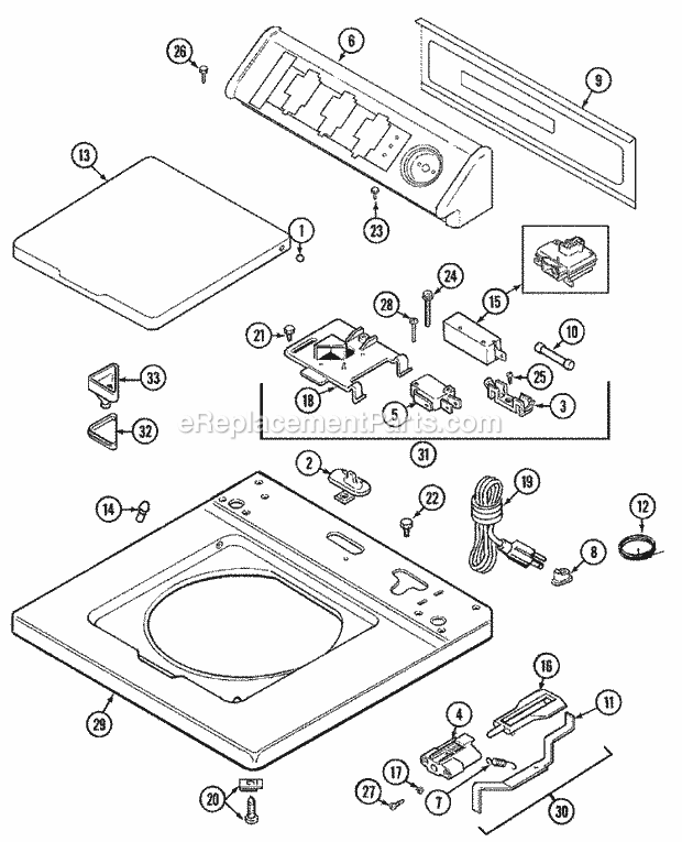 Maytag LAW9406AAE Residential Washer Top (9406) Diagram